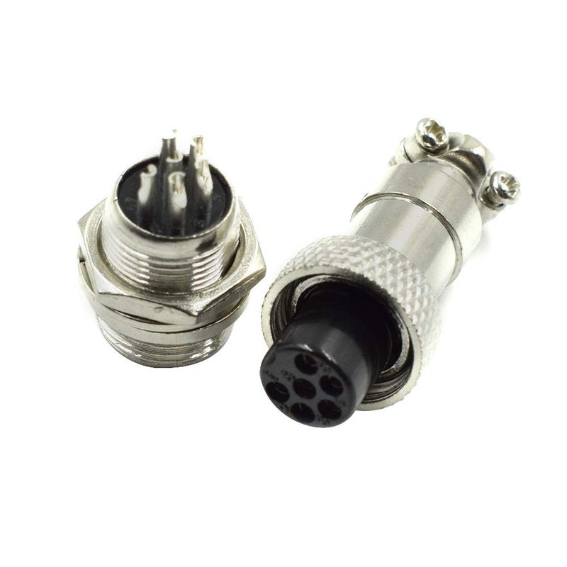 Hxchen 6 Pin Metal Male Female Panel Connector 12mm GX12-6P Silver Aviation Plug - (2 Sets) - Image 1